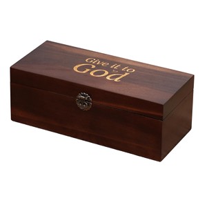Caja de Madera de Acacia Hecha a Mano para Cuentas de Oración con Grabado en Oro - Venta al por Mayor - Product Image 1