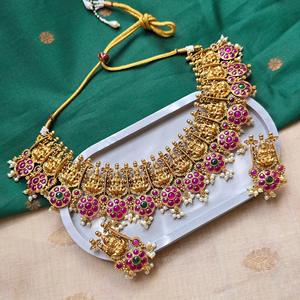 Ruby Emerald Lakshmi Cultural Collectible Necklace - Product Image 3