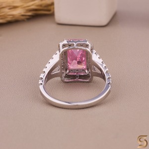 <b>Emerald</b> Cut Yellow Moissanite Halo 925 <b>Silver</b> <b>Ring</b> Featuring Elegant Shimmering Stones Stunning Luxury Engagement Wedding Gift - Product Image 4