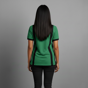 <b>Top</b> Trending Women's Green <b>Black</b> Color Blocking for Shirt Short Sleeve Quick Dry Breathable Knitted 100% Cotton Casual Logo - Product Image 5
