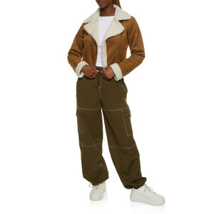 Pantalones cargo acampanados de verano para mujer, estilo nuevo, en color liso, con cintura personalizada, pantalones vaqueros cargo rasgados para mujer en oferta - Product Image 3