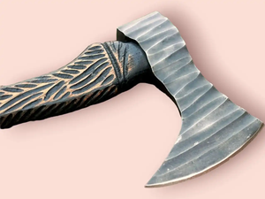 LEGACY BLADES Hache à pizza artisanale haut de gamme en acier au carbone avec manche en bois, lame tranchante comme un rasoir, forgée à la main, vente en gros OEM - Product Image 3