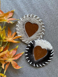 Real Handmade <b>Hair</b> on Hide Fur Leather Tea Coaster Coffee Tea Cup Mat Tableware Home Accessories Drink and Barware Fur Coasters - Product Image 2