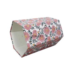 Poubelle en carton à couvercle roulant, imprimé floral, écologique, avec capacité personnalisée pour usage domestique et extérieur, 100% coton - Product Image 2