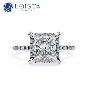Bague de fiançailles et de mariage élégante pour femme, en or plaqué, avec diamant de laboratoire taille princesse, certifié IGI, multi-carats, tendance, bijoux fins - Product Image 2