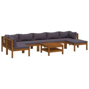 Conjunto de Muebles de Jardín de Madera de Acacia Sólida Gris Oscuro con Tela 100% Poliéster - Product Image 2