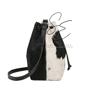 Sac seau en cuir de vachette style western pour femme, sac bandoulière rustique en cuir à poils, sac à main quotidien - Product Image 4