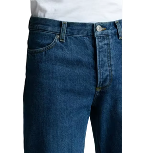 Jean en denim pour homme de haute qualité, taille haute, coupe droite, écologique, délavage foncé, mélange élasthanne/coton - Product Image 6