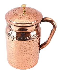 Jarra de Vidrio y Cobre Ecológica Personalizada de Buena Calidad, con Asa y Tapa, Elegante y Lujosa para Bodas y Fiestas, Beneficiosa para la Salud - Product Image 1