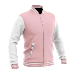 Anti-Wrinkle Varsity Jacket Winter Jacket Plus Size Wholesale Price Custom Logo Plain Pink Color Unisex Varsity Jacket For <b>Men</b> - Product Image 1