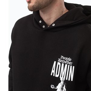 Ensemble de survêtement noir à capuche pour homme, imprimé Admin, en coton, style streetwear, coupe ample, manches longues, avec poches latérales, idéal pour l'automne - Product Image 5