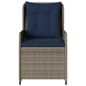 Chaise de patio inclinable en rotin PE gris avec pieds réglables standard, chaises de jardin - Product Image 5