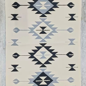 Housse de coussin en coton peluche tissée à motif floral moderne, lavable en machine, réversible, noire, pour camping, maison, pique-nique, voyage, prière 950 - Product Image 1