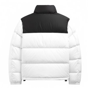 Manteau d'hiver pour homme, blanc et noir, à blocs de couleur, col montant, fermeture éclair, épais, décontracté, coupe classique, motif uni, meilleures ventes - Product Image 2