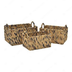 LINEAR Baskets For Storage Hyacinth Basket Laundry Bin Bathroom Laundry <b>Hamper</b> With Handles - Product Image 5