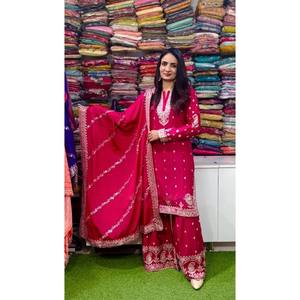 Fancy <b>Top</b>-Bottom and Dupatta Set with Elegant Embroidery Sequence Work XL Size - Product Image 4
