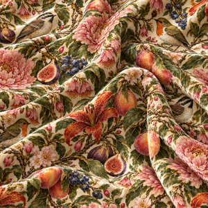 Tissu d'ameublement léger et respirant en jacquard imprimé motif aviaire botanique, motif animalier charmant pour filles et garçons - Product Image 5