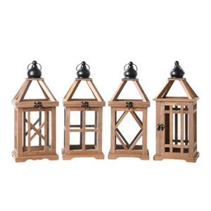 <b>Set</b> Of 4 Customized Wooden Candle <b>Lantern</b> With Metal Surface For Home Decor For Kitchen Decor For Bedroom Decor For Gifting - Product Image 1
