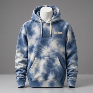 Sudadera con Capucha Tie-Dye para Hombre ONEAPEX, Corte Regular, Algodón French Terry, Informal, con Bolsillo Delantero, para Otoño - Product Image 2