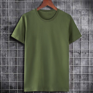 เสื้อยืดคอกลมแขนสั้นผู้ชาย พิมพ์ลายปักโลโก้ OEM แบบกำหนดเอง สีพื้น ทรงหลวม ขนาดใหญ่ แขนครึ่งแขน - Product Image 5