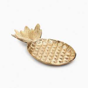 Bandeja Decorativa en Forma de Piña Chapada en Oro, Estilo Glamuroso, Diseño con Temática de Frutas, Pieza Única - Product Image 1