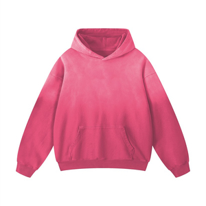 Hoodie Oversize Rose Délavé à l'Acide Style Urbain Hiver Épais Effet Usé 420 g/m² Coupe Ample Épaules Tombantes - Product Image 5