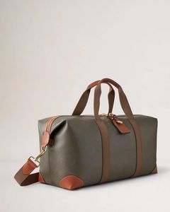 Sac de voyage classique en toile avec garniture en cuir, fermeture à glissière, unisexe, couleur olive brun, capacité 36-55L - Product Image 4