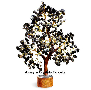 Black Tourmaline Gemstone 300 Chips Beads Wooden Base <b>Trees</b> Handmade Mascot Theme <b>Tree</b> Decor Flower Design Natural Agate <b>Trees</b> - Product Image 5