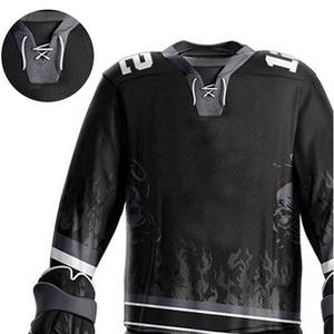 Ensemble de maillot de hockey sur glace sublimé pour homme, noir, manches longues, évacuation de l'humidité, uniforme d'équipe adulte, coupe classique - Product Image 5