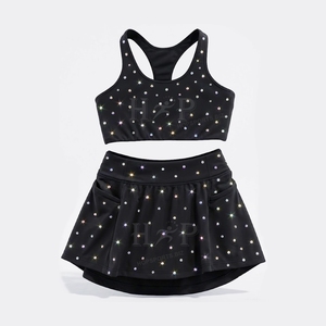 Fabricant de vêtements d'entraînement de cheerleading personnalisés avec strass, vêtements d'entraînement de cheerleading de qualité supérieure, ensemble soutien-gorge et jupe de sport avec strass - Product Image 4