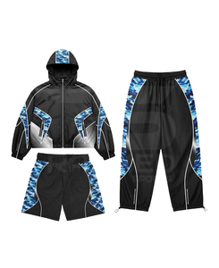 Conjunto Deportivo Unisex, Chaqueta con Capucha y Cremallera, Pantalones Cortos, Impresión por Sublimación, Secado Rápido, Talla Grande, Ropa de Primavera, Impermeable - Product Image 5