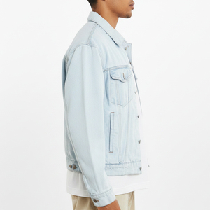 Premium Quality <b>Light</b> Blue Stone Washed Casual Wear Denim <b>Jacket</b> for <b>Men</b> 100% Cotton 14 OZ Denim Fabric Streetwear <b>Jacket</b> - Product Image 2