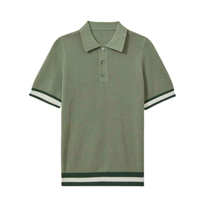 Polo de Punto para Hombre, Manga Corta, Color Verde Sólido, Estilo Casual, Corte Regular, Diseño con Botones al Frente - Product Image 5