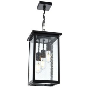 Lampada da Soffitto Nera Antiruggine Impermeabile per Esterni, Lanterna Sospesa per Portico, Stile Rustico per Esterni - Product Image 3