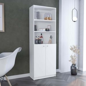 Libreria Moderna a 2 Ante per Ufficio Domestico con Ripiani Multi-Livello, Unità di Stoccaggio Bianca con Doppie Porte - Product Image 1