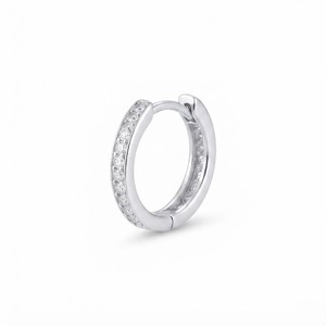 925 <b>Silver</b> <b>Earrings</b> With Round Brilliant Cut Diamond Channel Setting Minimalist Everyday Wear Unisex - Product Image 3