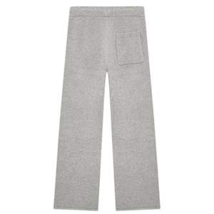 Pantalon en tricot bouclé gris chiné décontracté à taille élastique, texture douce, coupe décontractée, bas de pyjama confortable, unisexe - Product Image 2