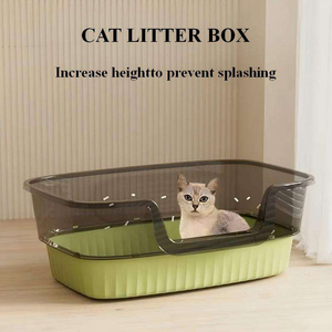 Extra Large Semi Enclosed Cat <b>Litter</b> Box High Fence Easy Clean Open Top Rectangle Plastic <b>Tray</b> - Product Image 4