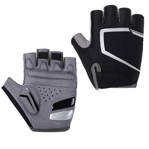 Gants de cyclisme demi-doigts respirants et légers unisexes pour l'été avec fermeture à enfiler gris noir - Product Image 1