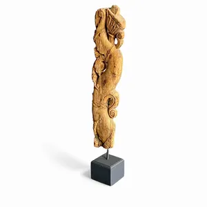 Support en bois sculpté artisanal vintage sur socle en bois, décoration de table pour buffet, console, table basse, salon, chambre à coucher - Product Image 1