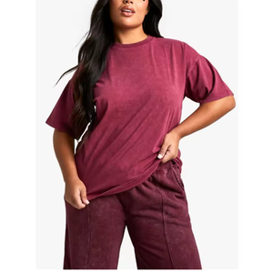 Camisetas al por mayor de nueva moda con lavado ácido, negras, 100% algodón, oversize, con lavado enzimático, estilo vintage para mujer - Product Image 1