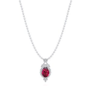 REYES Luxury Oval Cut 24.6 Carat Red Ruby Gemstone Pendants in 925 Sterling <b>Silver</b> Moissanite Jewelry <b>Necklaces</b> For Women - Product Image 5
