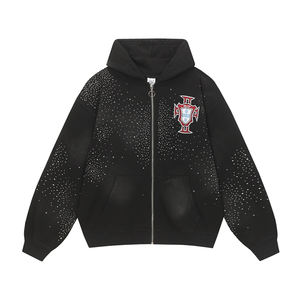 Nuevas sudaderas con capucha y cremallera frontal con pedrería para hombre y mujer, tipo cárdigan, de felpa de algodón, con diseño de diamantes, para otoño. - Product Image 2