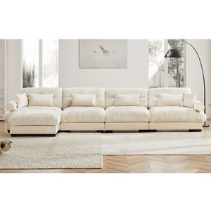 Divano Angolare Moderno in Velluto a Forma di L, Convertibile, Profondo, 4 Posti, Modulare, Comodo, Imbottito per Soggiorno - Product Image 3
