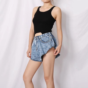 Shorts de Mezclilla Miarma & Co para Mujer, Nueva Colección 2022, Cintura Alta, Corte Regular, Casual, Sexy, Pierna Ancha, Desgastados, Cierre de Botones - Product Image 4