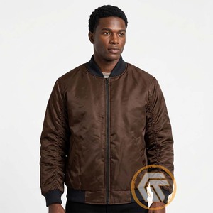 GREEK TREASURES Men's Brown Bomber <b>Jacket</b> Solid Color Stand Collar Casual Style Regular Fit 100% Silk <b>Canvas</b> Quick Dry - Product Image 4