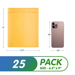 Confezione da 25 buste per Mailer a bolle Kraft gialle da 6.5X9 pollici borse per posta imbottite autosigillanti impermeabili resistenti allo strappo - Product Image 2