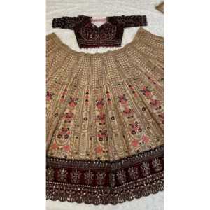 Ropa Tradicional China de Diseñador, Lehenga Choli Adornada con Bordado de Hilo de Secuencia Dori - Product Image 3