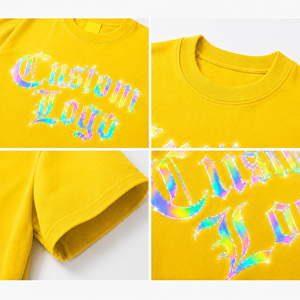 เสื้อยืดโอเวอร์ไซส์สะท้อนแสงสีรุ้งแบบกำหนดเอง |   เสื้อยืดกราฟิกสตรีทแวร์ผ้าฝ้าย 100% |   เสื้อยืดคอกลมแขนสั้นพิมพ์ลายโลโก้ด้านหน้าแบบยูนิเซ็กซ์ - Product Image 5