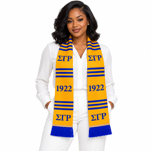 Écharpe de graduation en acrylique tricotée pour femme, personnalisée, en gros, pour la sororité Sigma Gamma Rho 1922, étole, sash, accessoires grecs - Product Image 1